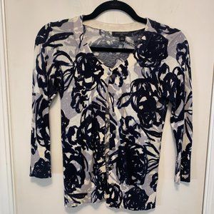 Banana Republic Floral Abstract 3/4 Cardigan